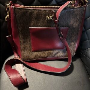 Michael Kors Red and Brown Crossbody Bag